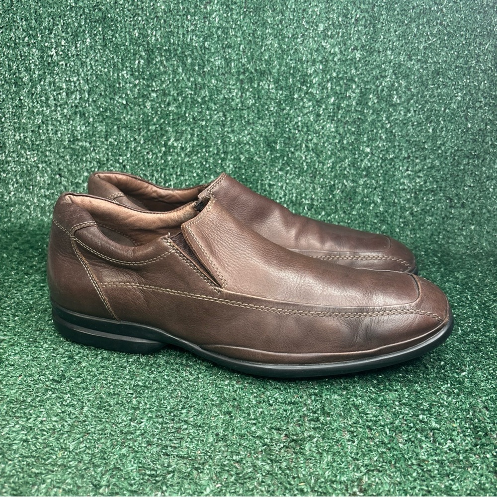 JOHNSTON & MURPHY MENS BROWN SHEEPSKIN LEATHER SLIP ON LOAFERS 20-1736 SIZE 10.5